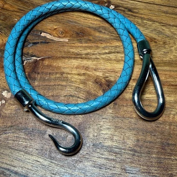 HERMES Jumbo H BRACELET doble wrap with turquoise leather. - Picture 5 of 8